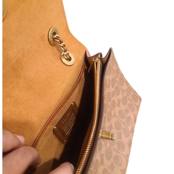 Coach Parker Tea Rose 30585 chain shoulder bag pink signature canvas colorblock - Picture 5 of 15